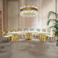 Hôtel de luxe miroir or banquet salle à manger table de mariage et chaise pour événement