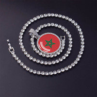 Pendentif drapeau africain Hip Hop Bling Collier chaîne glacé drapeau national bijoux souvenir