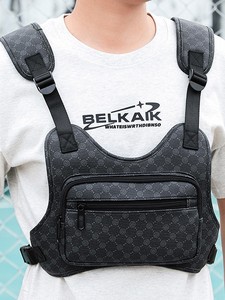 Sac de poitrine tactique tendance en cuir PU pour homme, gilet streetwear, sac banane hip-hop, harnais utilitaire, imperméable et léger - Product Image 2