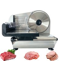 Hachoir et trancheuse à viande électrique 7,5'', coupe-aliments réglable de 0 à 15 mm d'épaisseur pour la vente en gros de viande, fruits, pain, charcuterie, saucisses