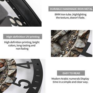 <span class=keywords><strong>Horloge</strong></span> murale circulaire en fer de 25 cm avec une table de billard et une queue de billard - Product Image 4