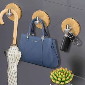 Support mural en acier inoxydable et bois Proins Hook Simplicity pour porte et accessoires de salle de bain – Vente en gros - Product Image 3