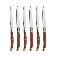 Ustensile d'extérieur couteau à Steak dentelé manche en bois ensemble de couverts 6 pièces couteau à Steak laguna avec boîte en bois