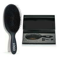 Logo personnalisé Grande brosse pour extensions de cheveux Brosse démêlante pour cheveux surdimensionnés avec emballage en boîte en papier Brosse à cheveux en poils de sanglier vierge en vrac