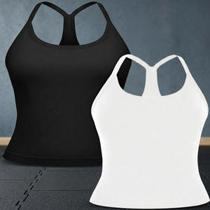 <b>Women</b> Adults <b>Tank</b> <b>Top</b> Breathable Sleeveless Geometric Pattern Regular Fit <b>White</b> Black - Product Image 3