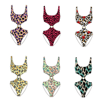 Maillot de bain une pièce monokini imprimé léopard avec découpes latérales et anneau pour femme, idéal pour l'été et les stations balnéaires – Vente en gros OEM ODM