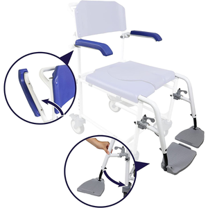 <b>Shower</b> <b>Chair</b> with Wheels for Seniors, Wheelchair with Commode, Blue Bath <b>Chair</b> KMINA K30014 - Product Image 3