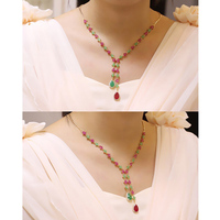 Ensemble de bijoux de fête pour femmes, collier long et boucles d'oreilles multicolores en zircon cubique, accessoires pour robe de mariée
