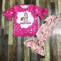 Vêtements pour filles en gros pour Pâques, vêtements décontractés doux pour tout-petits, tenues d'automne, ensembles de vêtements pour bébés
