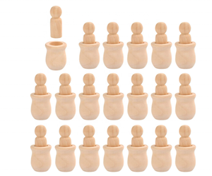 Muñecas de anidación de clavijas de madera sin terminar, cuerpos de personas, figuras de formas de madera decorativas naturales sin pintar para pintar - Product Image 1