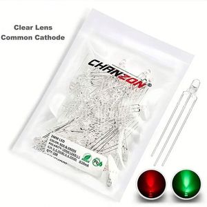 100 pièces 5mm F5 LED diode électroluminescente lampe ampoule Bi couleur rouge jaune vert commun Anode Cathode clair diffusé haute luminosité - Product Image 5