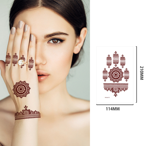 สติกเกอร์ลายเฮนน่าสีแดงสำหรับติดมือแบบชั่วคราว กันน้ำ ลายเต็มมือ แบบกระดาษลอกลาย สำหรับผู้หญิง ใช้สำหรับงานปาร์ตี้อย่างมืออาชีพ - Product Image 1