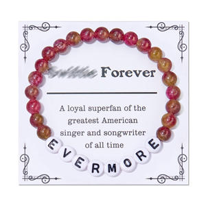 HLC, joyería personalizada inspirada en <span class=keywords><strong>Taylor</strong></span>, pulsera de cuentas de piedra con letras de arcilla polimérica elástica DIY con tarjeta, regalos de amistad - Product Image 2