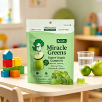 OEM 30 Gummies Super Veggie pour Enfants, Sans Sucre, Probiotiques, Gummies aux Légumes Verts pour Enfants, Saveur Pomme Verte, Complément Alimentaire