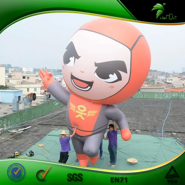 Hongyi Aangepaste Giant Opblaasbare Super Man Model Opblaasbare Parade Helium Cartoon Mascotte Pop