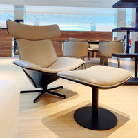 Fauteuil en cuir nordique Luxe léger Fauteuil haut de gamme Style moderne tendance Salon Fauteuil en cuir souple Hôtel