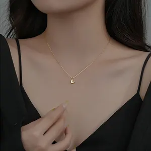 2024 Trendy 925 Sterling Silver Fashion Necklace Jewelry 18K Gold Plated Heart Shape Pendant Necklace For Girl