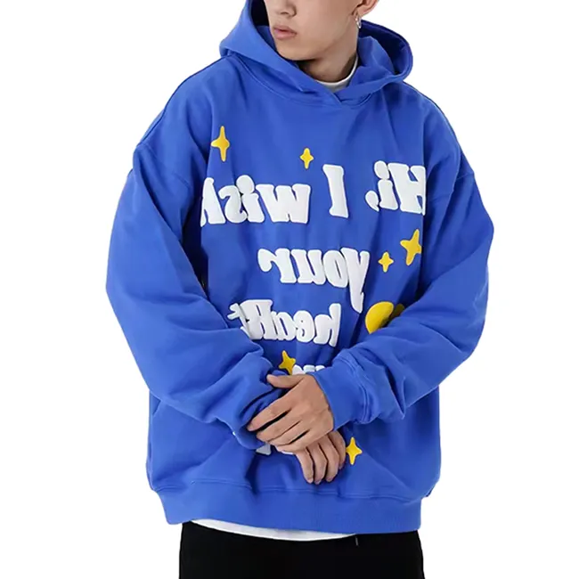 Dongguan şehir Streetwear üretici özel Logo % 95% pamuk yüksek sokak 3D puf baskı büyük boy ağır Hoodie