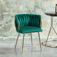 Table et chaises de salle à manger classiques modernes, pieds en métal doré, revêtement en velours tissé doux, meubles de luxe pour salons