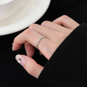 S925 Sterling Silver Twisted Chain <b>Ring</b> <b>Adjustable</b> Opening Index Finger Unisex Everyday Wear Jewelry - Product Image 2