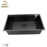Évier de cuisine carré simple en acier inoxydable 304 fait main, moderne et tendance, installation sur plan, facile à nettoyer, avec robinet