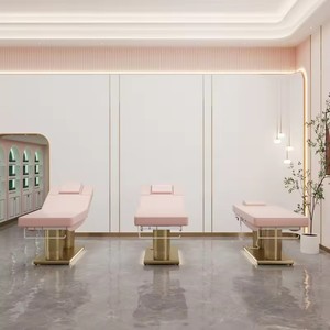 Luxury pink Salon <b>Bed</b> Modern 4 Motor <b>Led</b> Lights Massage Table Electric Beauty Center <b>Bed</b> for Salon - Product Image 6