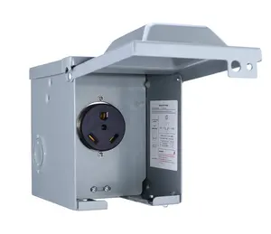 DE0918 30 Amp 125 Volt RV Power Outlet Box NEMA TT-30R RV Receptacle Enclosed Weatherproof Lockable Electrical Panel Outlet