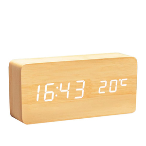 Wooden Led Desk <b>Digital</b> Alarm <b>Clock</b> with Display Temperature and Date Display for Office Bedroom Wooden <b>Clock</b> - Product Image 1
