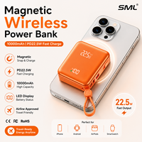 Batterie externe magnétique sans fil 10000mAh, charge rapide PD22.5W, mini chargeur portable avec écran LED, batterie au lithium polymère