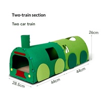 Tunnel à gratter pour chat en carton ondulé non tissé, avec motif train en cuir vert, jouet ludique et abri pour chat
