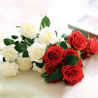 Rosas Artificiales, 7 Cabezas, Arreglo Floral Artificial, Ramo de Seda para Decoración del Hogar, Oficina, Fiestas y Bodas