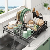 Étagère extensible de rangement unique pour évier de cuisine avec égouttoir 2 étages sèche-vaisselle égouttoir séchage étagère de rangement pour la cuisine