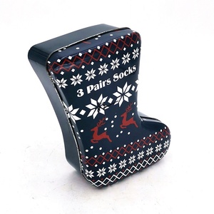 Usine directe Vente Botte ou En Forme De Chaussette De Noël En Métal de Promotion de Cadeau Étain Boîte D'emballage - Product Image 1