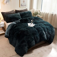 Plüsch Shaggy Bettbezug Luxus Ultra Weiche Kristall Samt Bettwäsche Set Zipper Verschluss