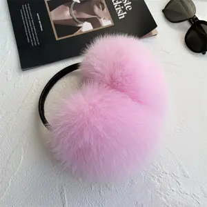 Wholesale kids Winter Warm Real Raccoon Fur ear muff Girls Pink Fluffy Genuine Fox Fur Earmuffs