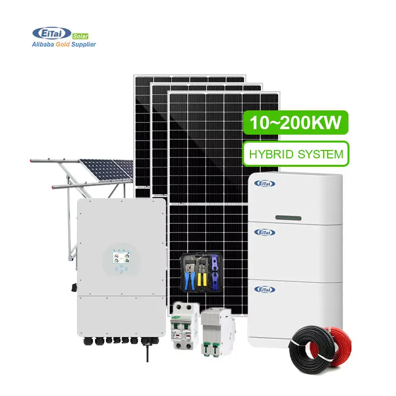 10 Kw 20Kw 25Kw 50Kw Panel solar fotovoltaico trifásico 10Kw Sistema de almacenamiento de energía híbrido completo 30Kw
