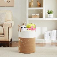 Panier de rangement multifonctionnel 58L, écologique, durable, simplicité moderne, poignée, salon, chambre à coucher, buanderie, pliable, en coton