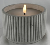Bougie pilier LED en ciment blanc gaufré, flamme vacillante, lampe décorative électronique pour la décoration de la maison