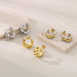 Orecchini a Cerchio Placcati Oro 18K - Gioielli Impermeabili in Acciaio Inossidabile Anti-Appannamento - Orecchini di Moda Moderna - Product Image 1