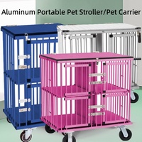 Cage pour animaux de compagnie en aluminium USMILEPET à 4 roues légère pour tous les animaux de compagnie