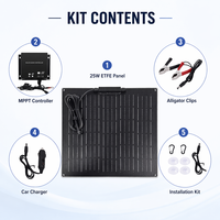 Kit de panneaux solaires flexibles ETFE personnalisés 25W avec contrôleur MPPT, chargeur et mainteneur de batterie solaire 12V pour voiture, camping-car, bateau, toit
