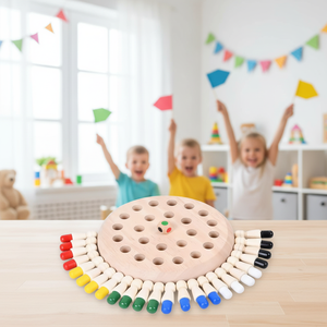 משחקי התאמה חינוכיים, מקלות זיכרון מעץ, שחמט זיכרון צבעוני מעץ - Product Image 2