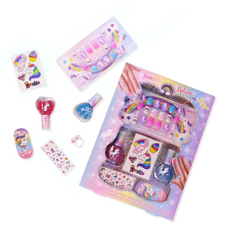 Производитель косметики для девочек, поставщик, ваш собственный логотип, милый набор детских лаков для ногтей Uni-corn Art