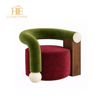 Ensemble de canapé trois places en tissu velours incurvé de luxe moderne italien avec canapé-lit pour salon de villa