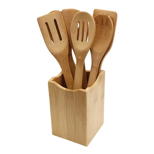Ustensile de cuisine design chaud avec support Cuillère de cuisine Ensemble d'ustensiles en bambou de 7 pièces - Product Image 1