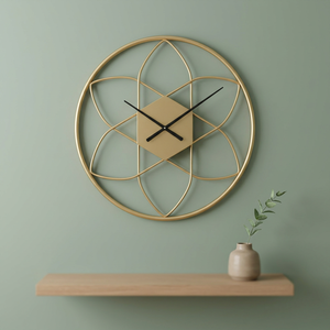 Gold Plated Abstract Geometric <b>Wall</b> <b>Clock</b> Round Minimalist Quartz Analog <b>Silent</b> Hanging for Living Room - Product Image 2