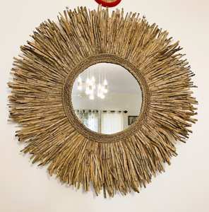Handmade Water Hyacinth <b>Wall</b> Mirror Sunburst Decorative Woven Mirror for <b>Boho</b> Home Decor Art <b>Wall</b> <b>Hanging</b> for Living Room - Product Image 2