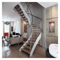 Escalier Courbé Prima Fashion Simple Arc Style Nordique avec Rampe en Verre pour Appartement et Villa