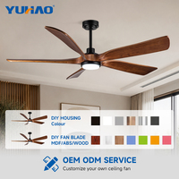 Ventilateur de plafond LED BLDC en bois massif de haute qualité avec éclairage, large diffusion d'air, pour chambre d'hôtel et villa (OEM/ODM)