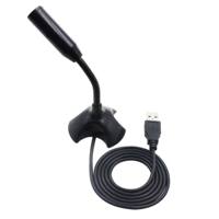 Microphone de bureau USB compact avec support pour ordinateur portable et PC, micro de streaming à col de cygne réglable